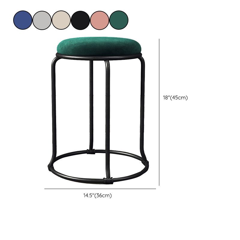 Glam Round Chair Ottoman Plain Velvet Metal Frame Scratch Sherpa Pouf