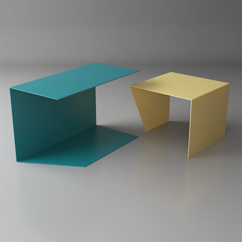 Mid-Century Sled Corner Table Metal Square Sofa Side End Table