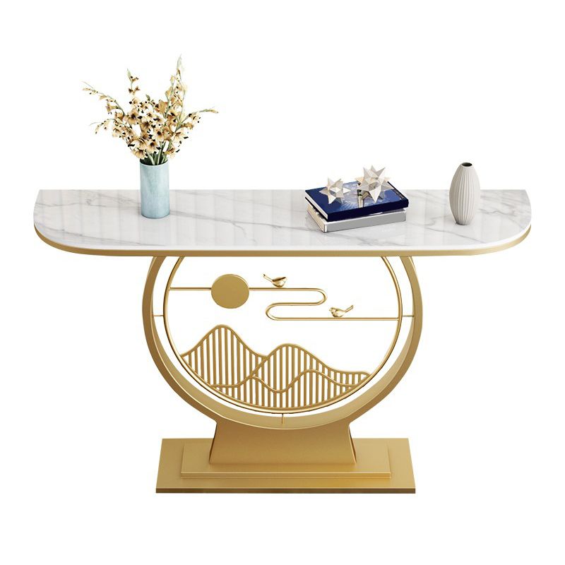 Modern Console Accent Table Antique Finish Console Sofa Table in Stone