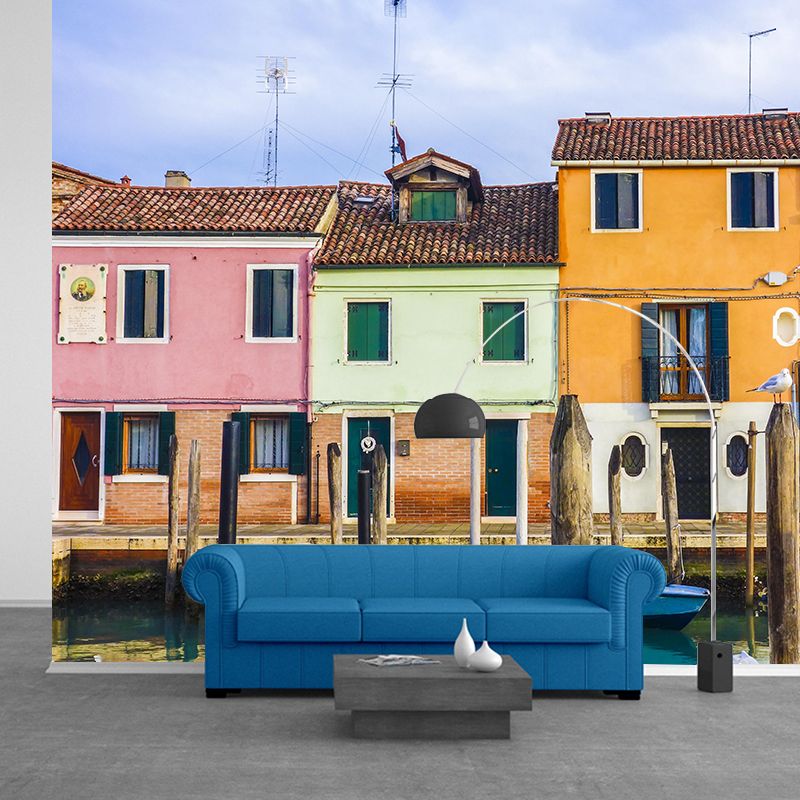 Boat on the Canal Mural Wallpaper Contemporary Venice House Interior Wall Art