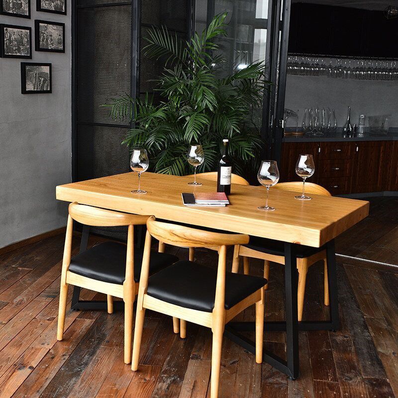 Pine Wood Industrial Dining Table Set 1/2/5 Pieces Wooden Dinette Set for Home