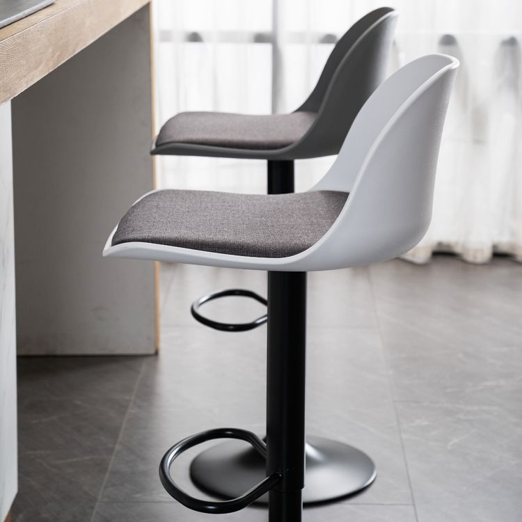 Industrial Fabric Bar Stools Swivel Adjustable Height Bar Stool with Footrest