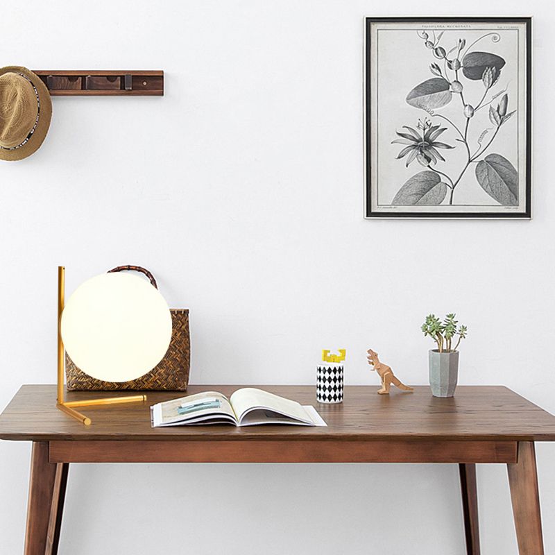Lampada da tavolo minimalista in vetro bianco globo Lampada da comodino in stile nordico da 9,8 pollici per camera da letto