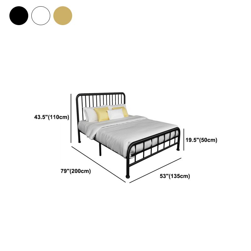 Contemporary Minimalist Bed with Open Frame Headboard Metal Bed Frame
