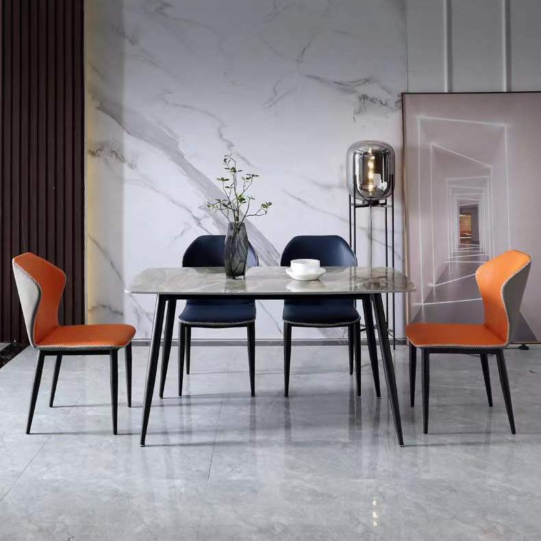 Sillas auxiliares Wingback Parsons estilo moderno Sillas de comedor de cuero (juego de 2)