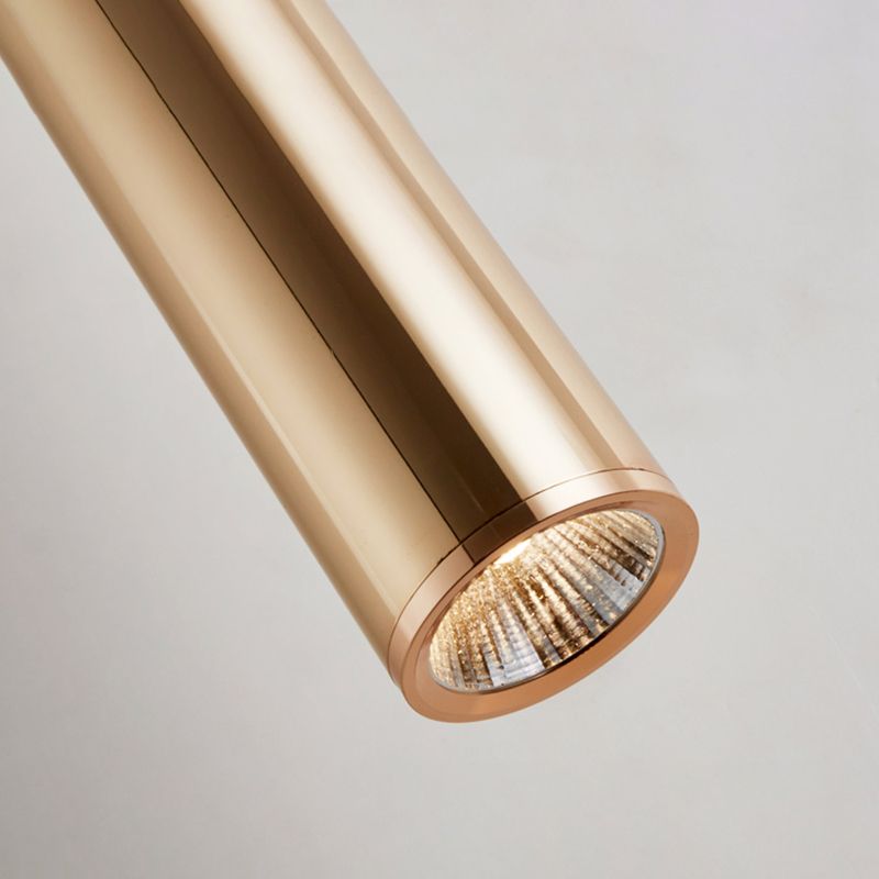 Zylindrische Deckenschein einfacher metallpoliertes Gold LED -Anhänger Beleuchtung für Bar