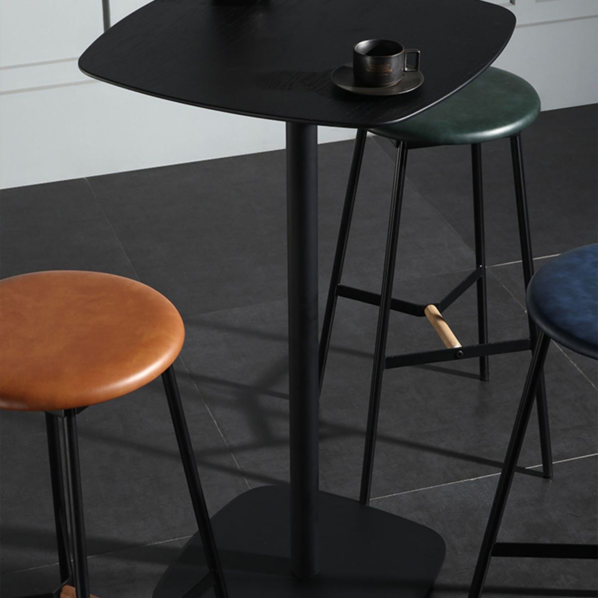 Industrial Square Bar Table 40.5-inch Height Artificial Wood Bistro Table with Pedestal