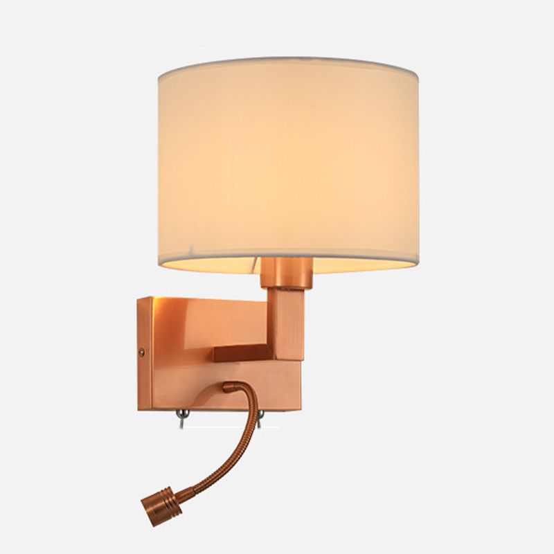 Cylinder Wall Lighting Modern Creative Fabric Wall Sconces in Gold