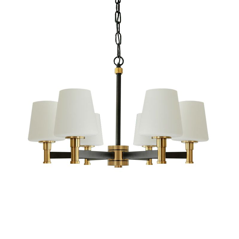 Bianco/beige 6 lampadina lampadario soffitto classico in tessuto in tessuto sospensione sospensione per camera da letto