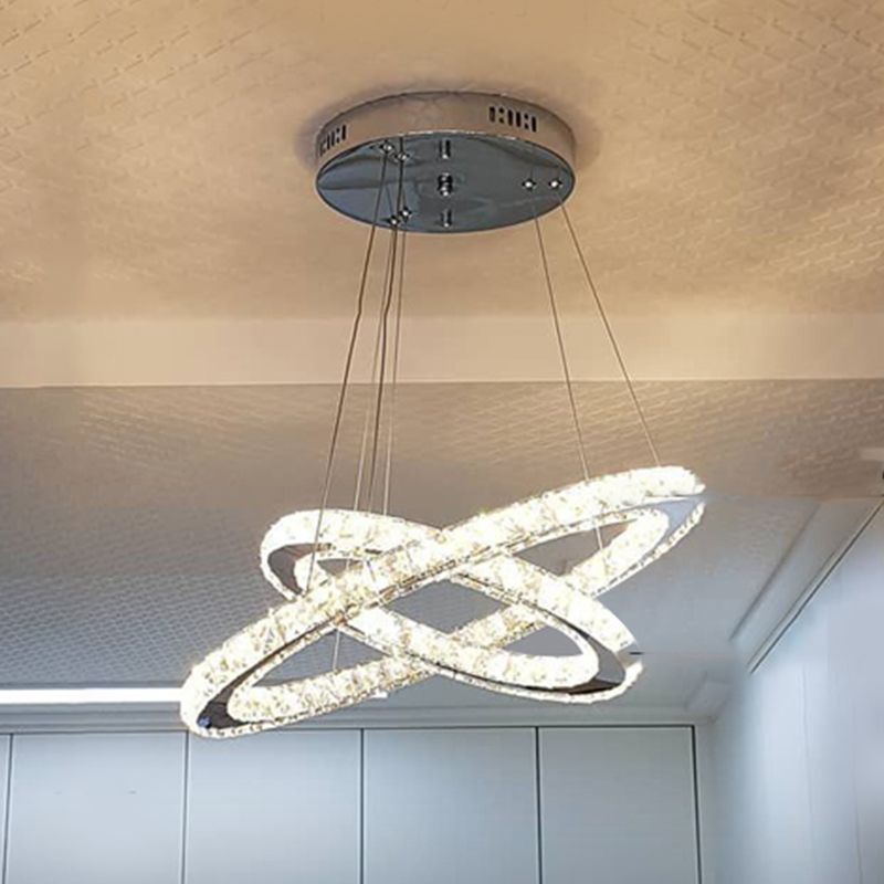 Lampade lampadario moderno ad anello lampada lampadario a più testa con tonalità di cristallo