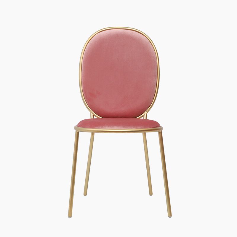 Glam Style Metal Side Chair Matte Finish Solid Back Dining Chair for Home Use