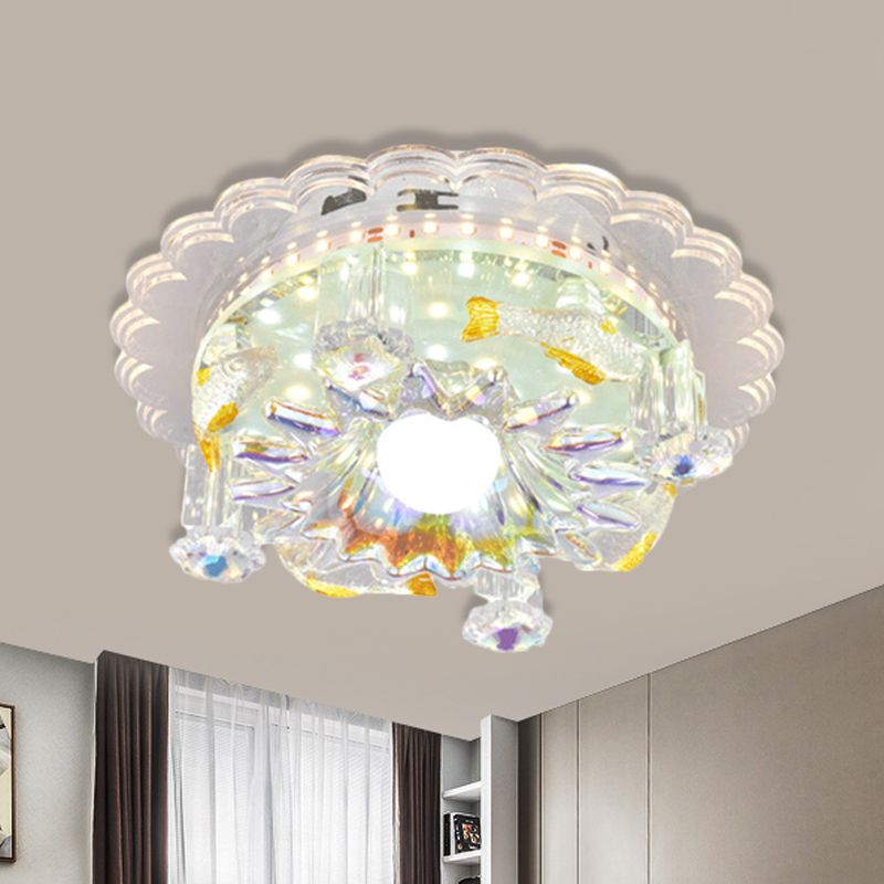 5-Light Flush Mount Leuchtenbefestigung Minimal Rund/Quadratisch Klare Kristall Deckenmontage mit Blumengattung