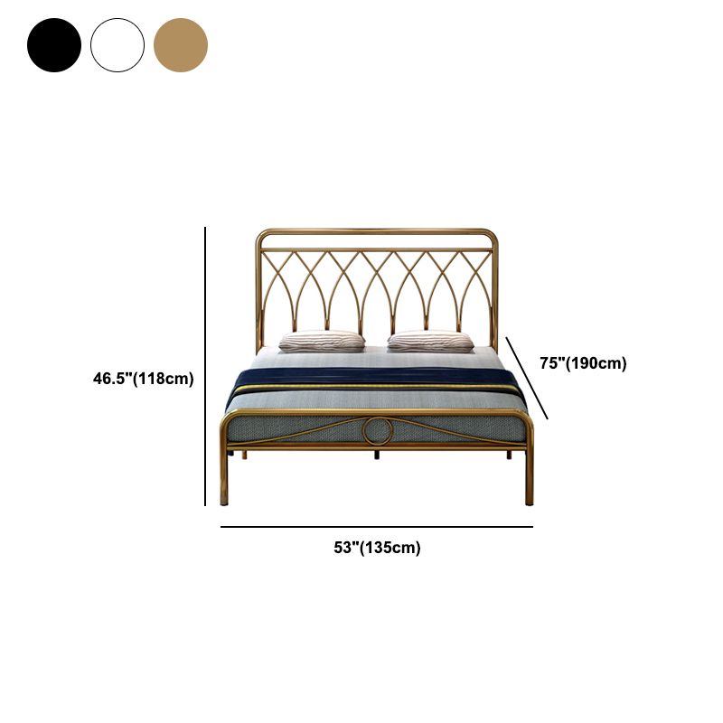Glam Open-Frame Bed with Iron Frame Headboard and Metal Legs