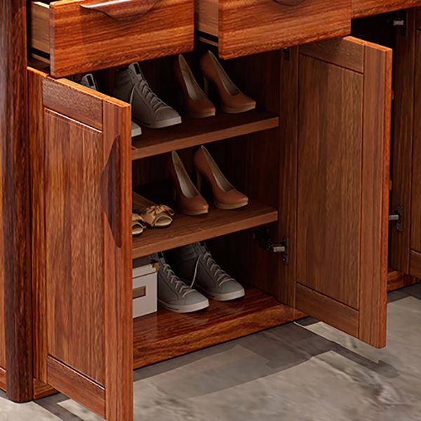 Solid Wood Cabinet in Brown 78.74" Tall Accent Cabinet with Drawers and Shelves