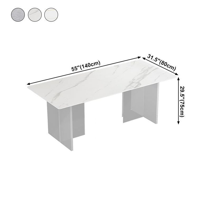 Mesa de comedor de estilo moderno Mesa de doble pedestal de piedra sinterizada para la cocina
