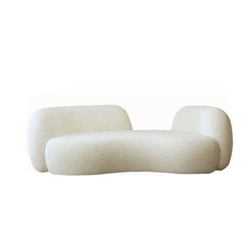 Scandinavian Seating Fabric Living Room White Tuxedo Arm Cushions Curved Sofa