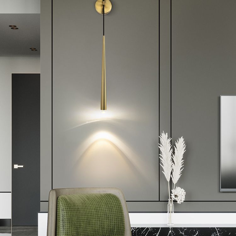 Tapered Brass Sconce Light Fixture Modern Style 1-Light Wall Mounted Lighting