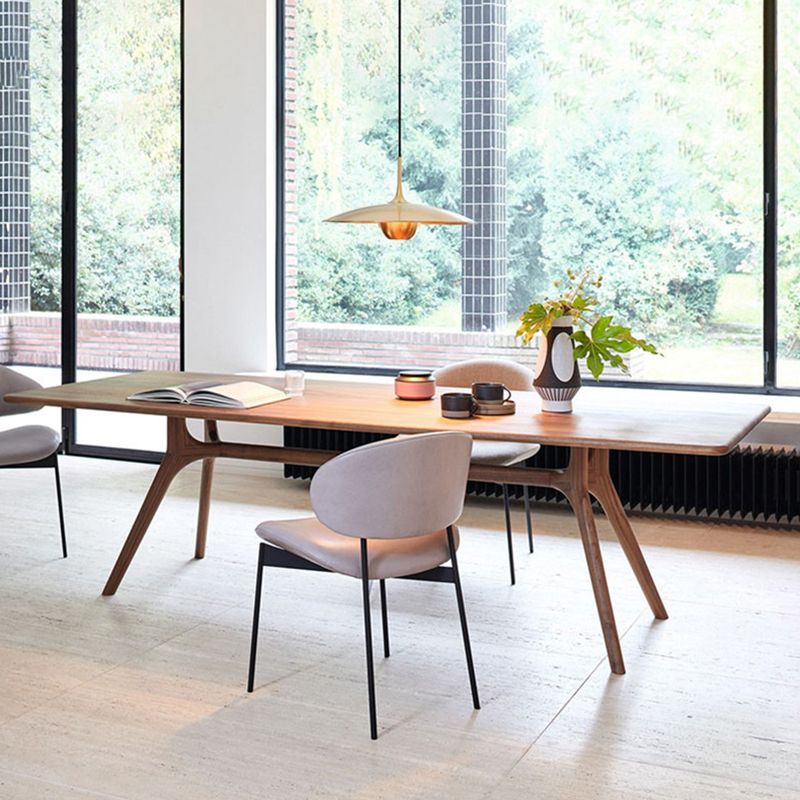 Contemporary Style Pine Dining Table 4 Legs Solid Wood Rectangle Table for Home
