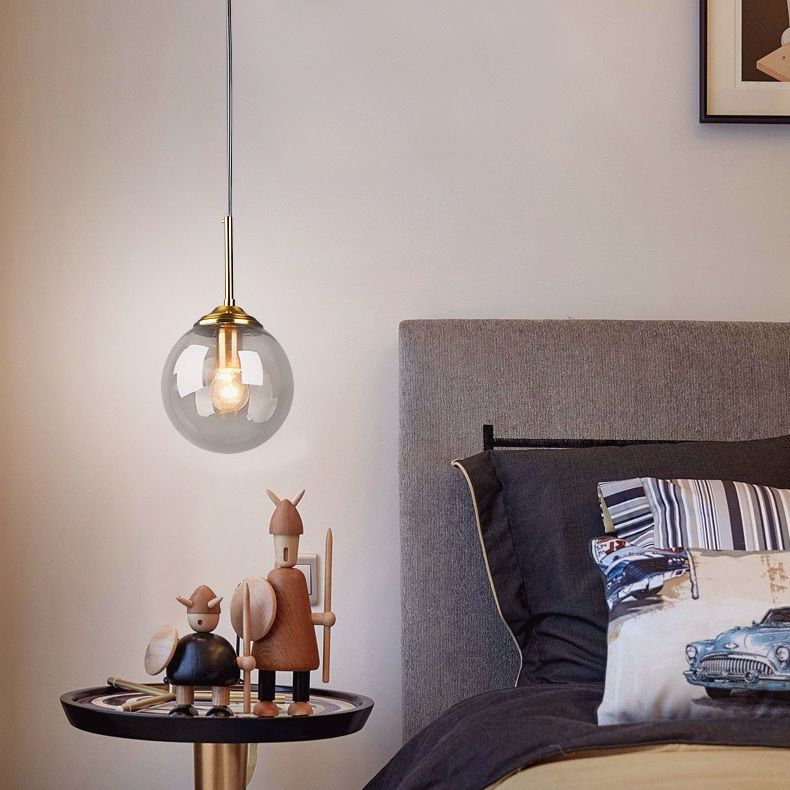 Oval Glass Modern Minimalist Suspension Pendant Light 6" Diameter Coffee Shop Hanging Lamp with 47" Hanging Wire