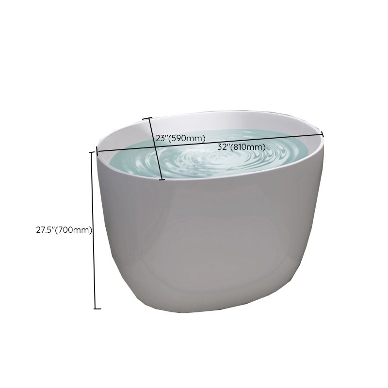 Modern Ellipse Acrylic White Bathtub Back to Wall with Drain Bath Tub