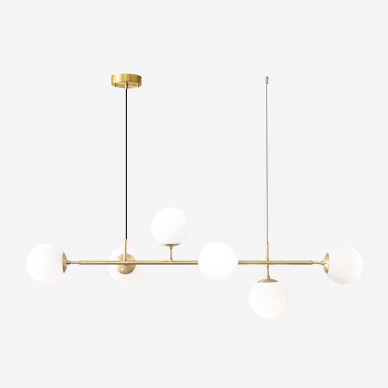 5/6-Light Metal Kitchen Island Lighting Modern Linear Ceiling Light in Gold