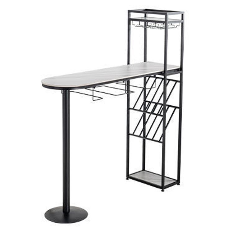 Stone Top Bar Dining Table Traditional Luxury Bar Table with Double Pedestal Base