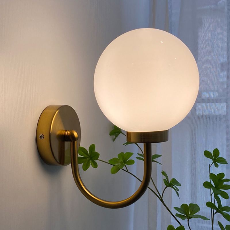 Modern Vanity Light Glass Ball Shade Wall Light Sconce for Washroom