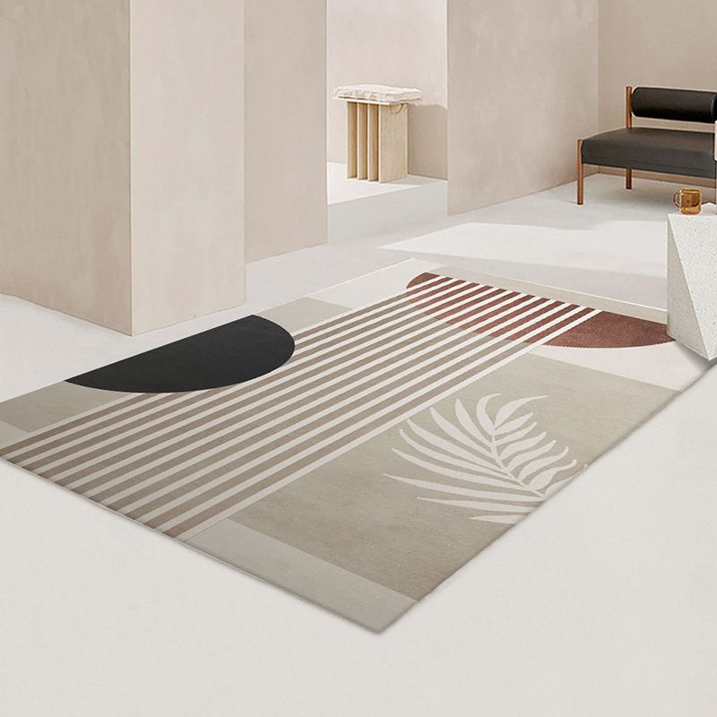Simple Light Carpet Colored Block Area Carpet Polyester Non-Slip Pet Friendly Rug