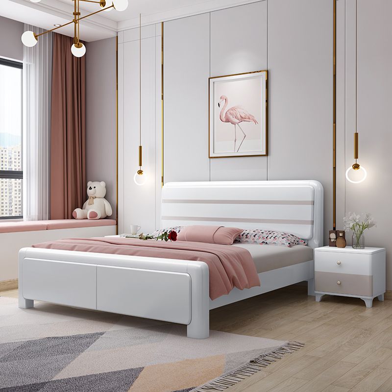 Contemporary Wood Standard Bed, Panel Rectangular Headboard Bed Frame