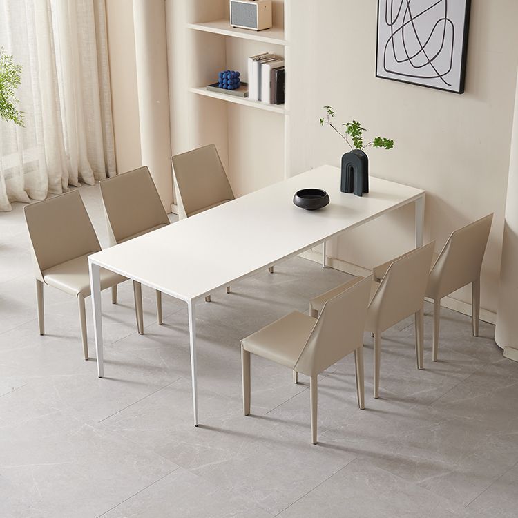 Modern 1/4/5/7 Pieces Furniture Rectangle Sintered Stone Dining Set in White