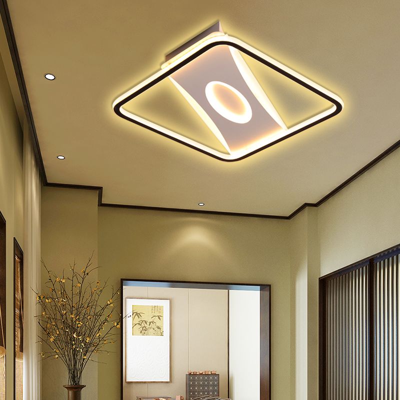Integrated Led Square Frame Flush Lamp Nordic Metallic Led Close to Ceiling Light in Warm/White, 16"/19.5"/23.5"/35.5" W