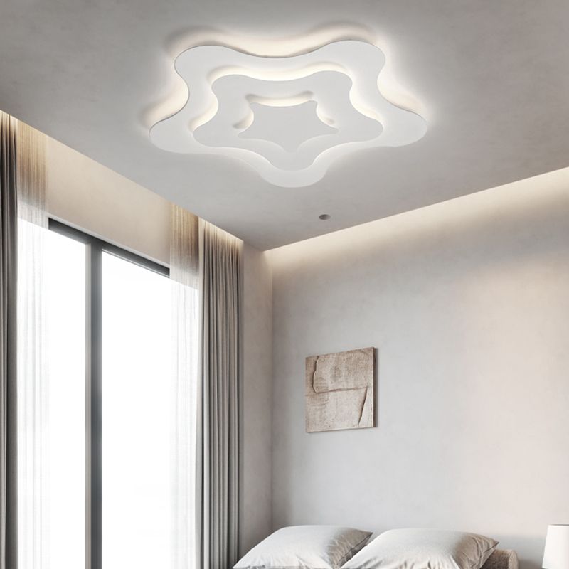 Plafonnier LED géométrique blanc en fer laqué de style moderne avec abat-jour en acrylique