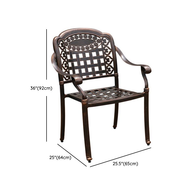 Dark Brown Boho Dining Table Set 1/5 Pcs Metal Outdoor Dining Set