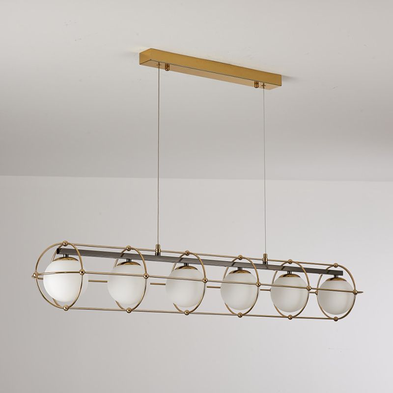 Ball Shape Glass Island Pendants Modern Multi Lights Island Pendant Lights in Gold