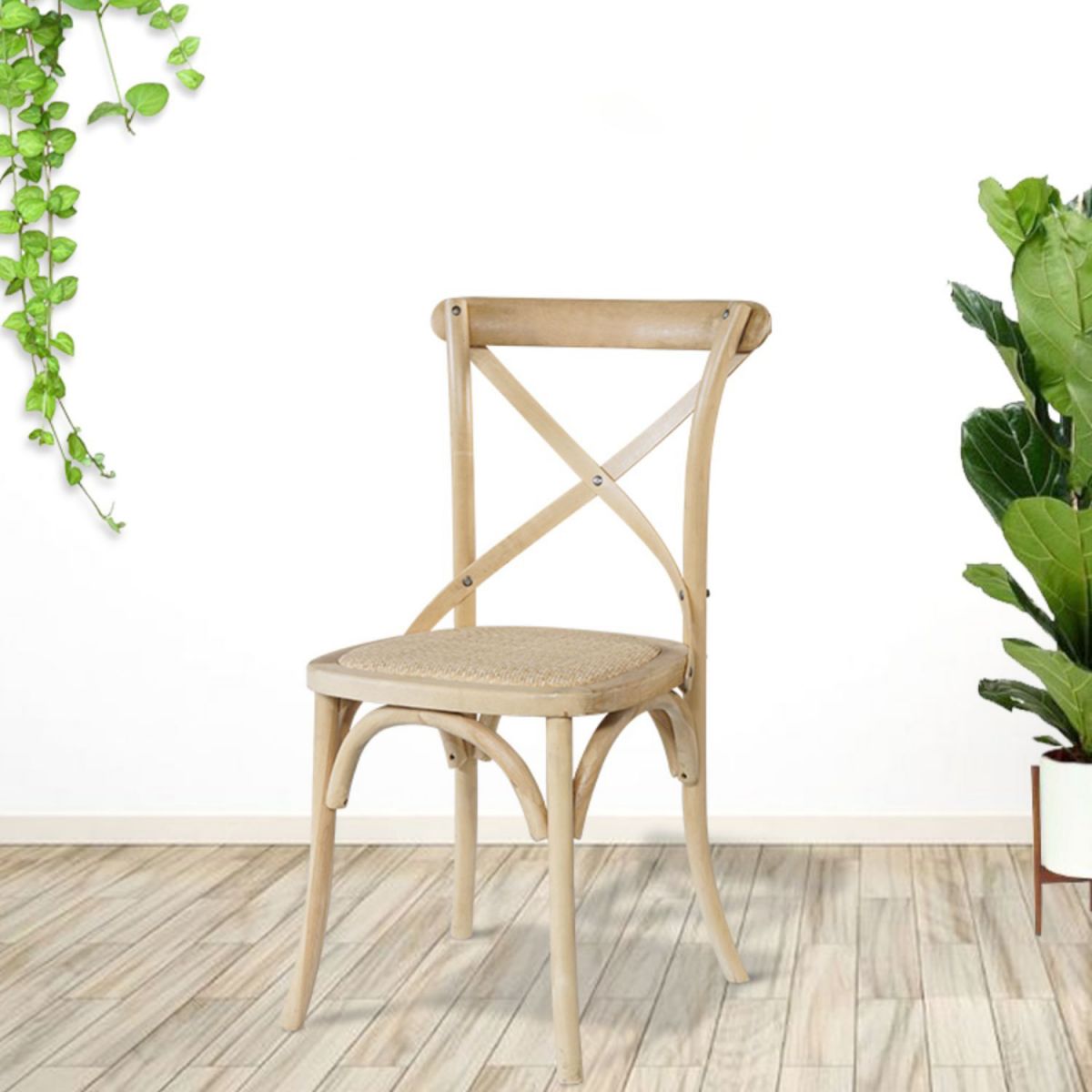 Solid Wood Traditional Dining Room Chair Matte Finish Cross Back Side Chair