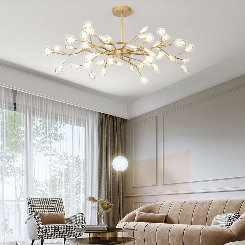 Light Luxury Style Pendant Chandelier Light Metal Chandelier in Gold Finish