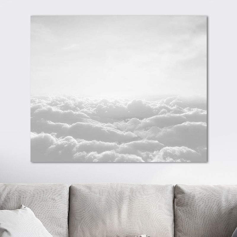 Grey Cloud Sea Canvas Wall Art Nature Scenery Modern Textured Wall Decor for Home