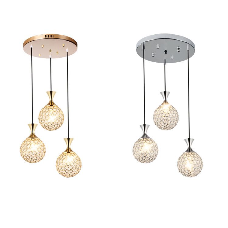 Escaliers multi-légers en spirale Pendant la lampe à goutte élégante minimaliste avec nuance de cristal à billes