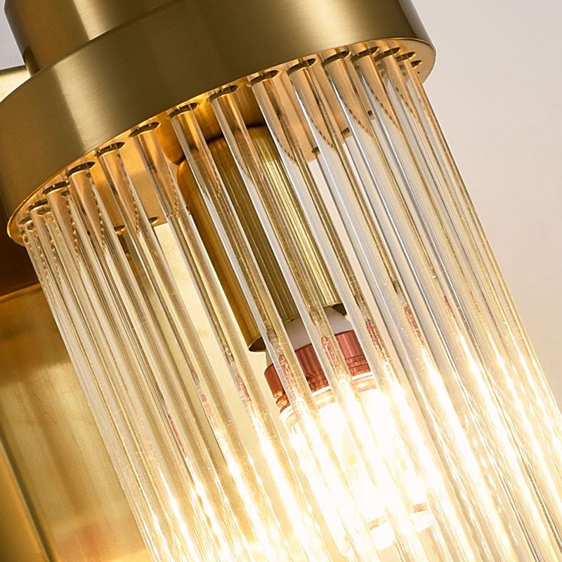 2 - Light Flush Mount Metal and Crystal Post Modern Wall Sconce in Black / Gold