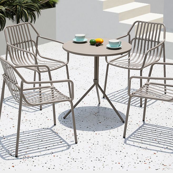Metal Dining Side Chair Modern Patio Dining Armchair Set of 1/2/4/6/8