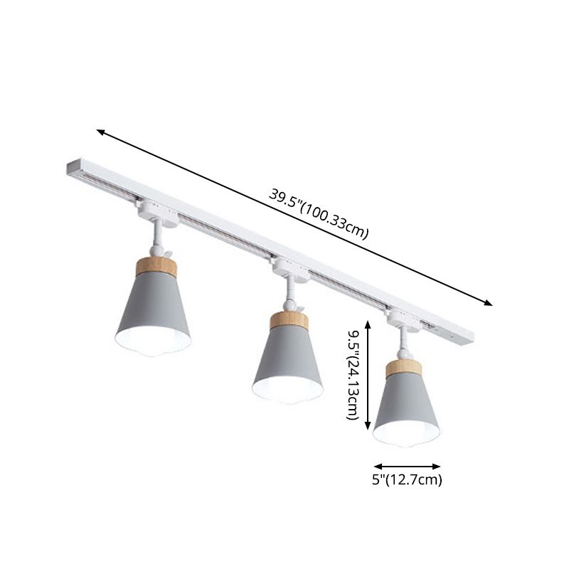 Nordic Metal & Wood Rail Lighting luminaires pour éclairage conique encastré de rail de plafond dans le hall d'entrée et la chambre à coucher