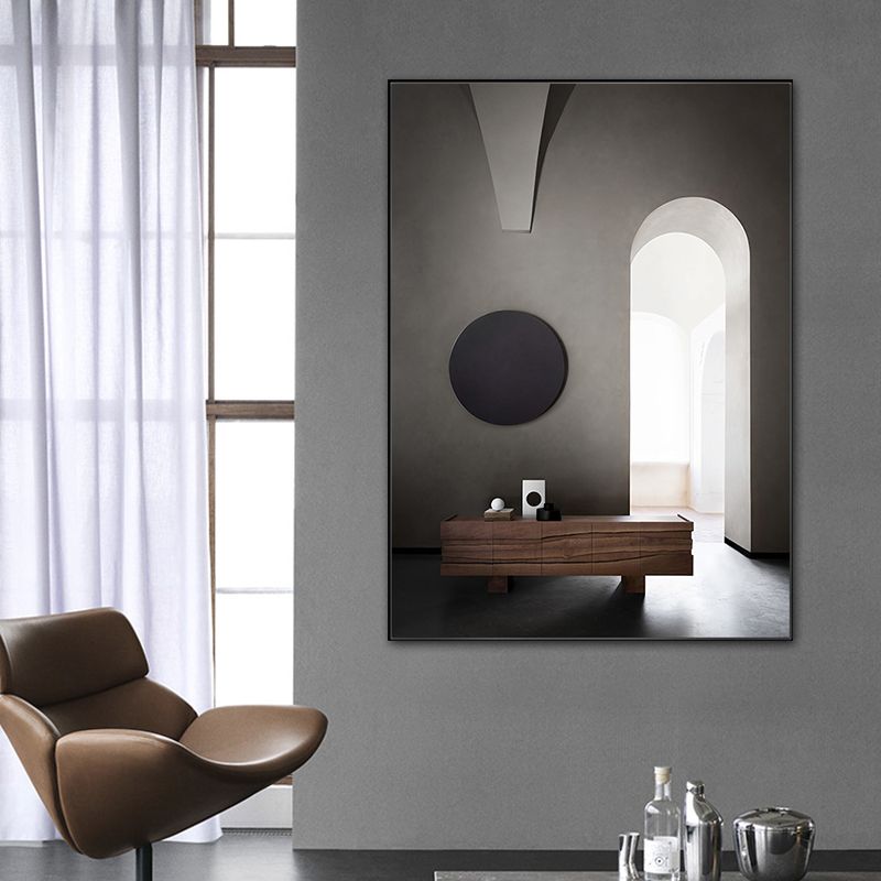 Gebogen deur schilderij pastel kleur canvas wanddecoratie getextureerd, meerdere maten opties