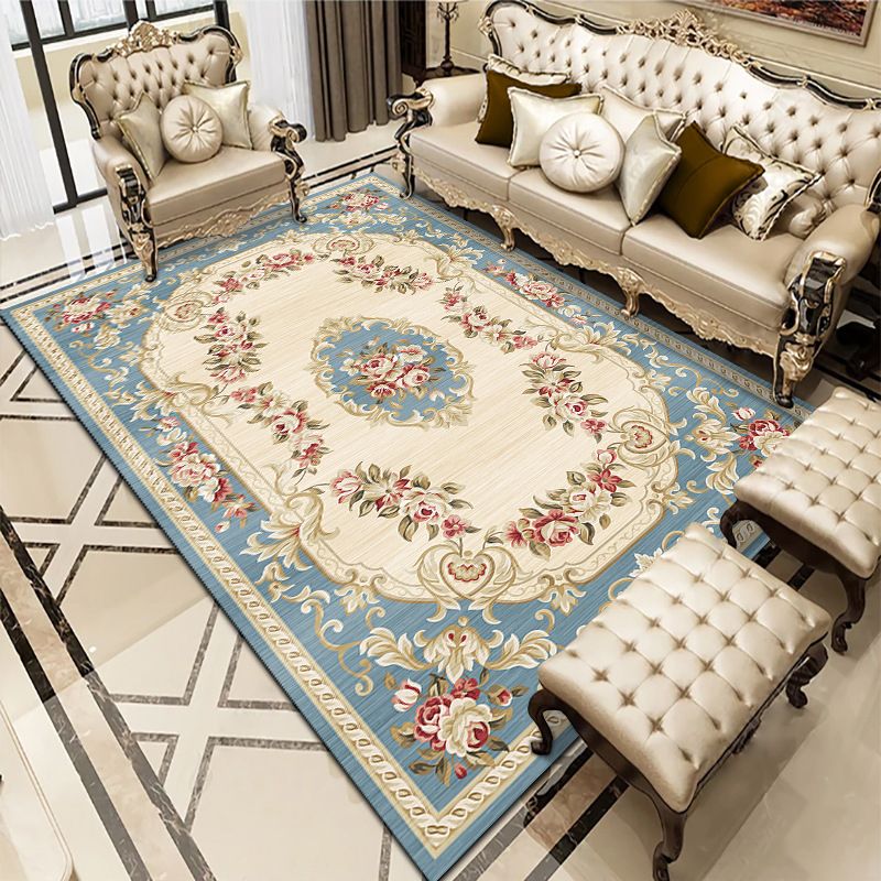 Tapis de salon multicolore Americana Floral Pattern Tappet Synthetics Easy Care Tapis sans glissement