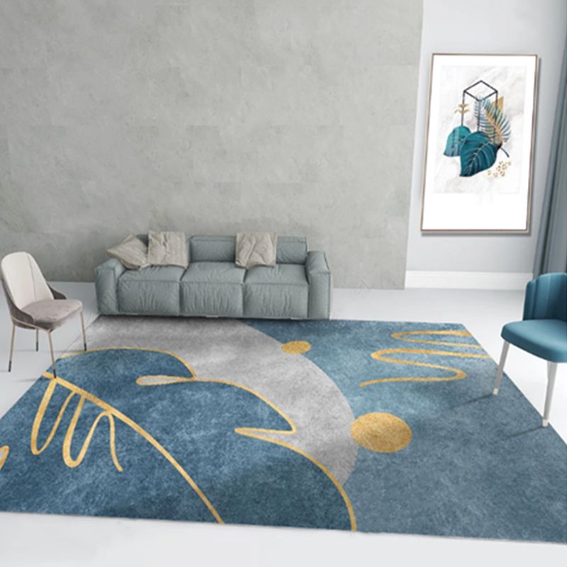 Multicolor Modern Area Carpet Polyester Abstract Print Indoor Rug Easy Care Carpet for Living Room