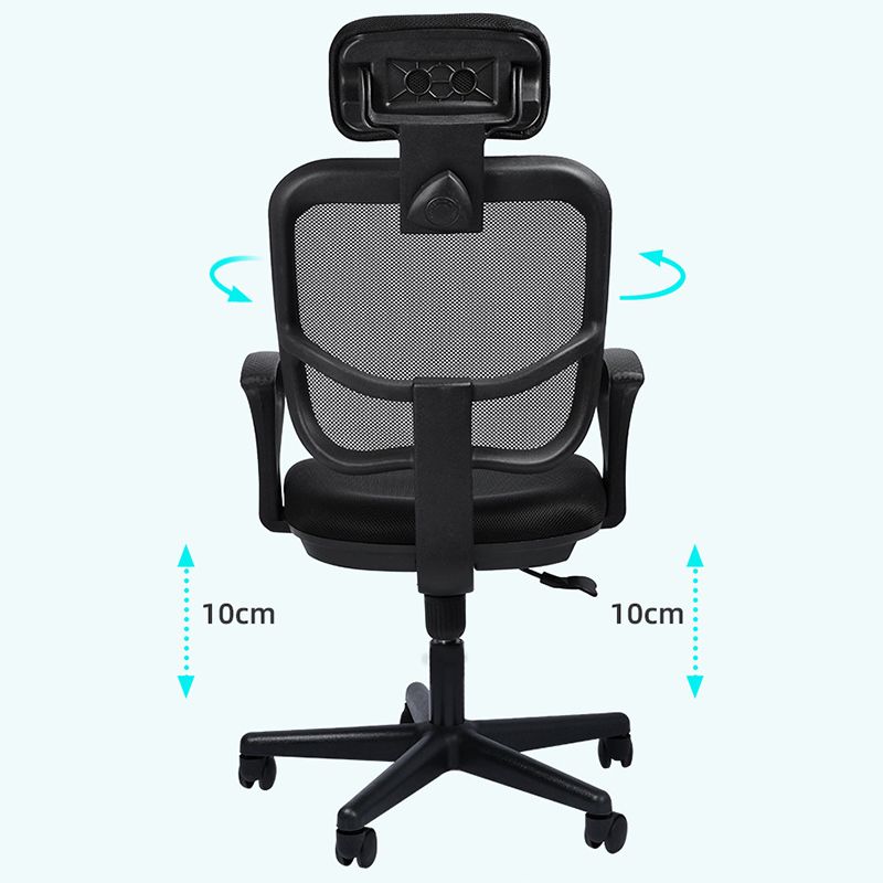 Modern Breathable AirGrid Swivel Chair Microfiber Black Task Arm Chair