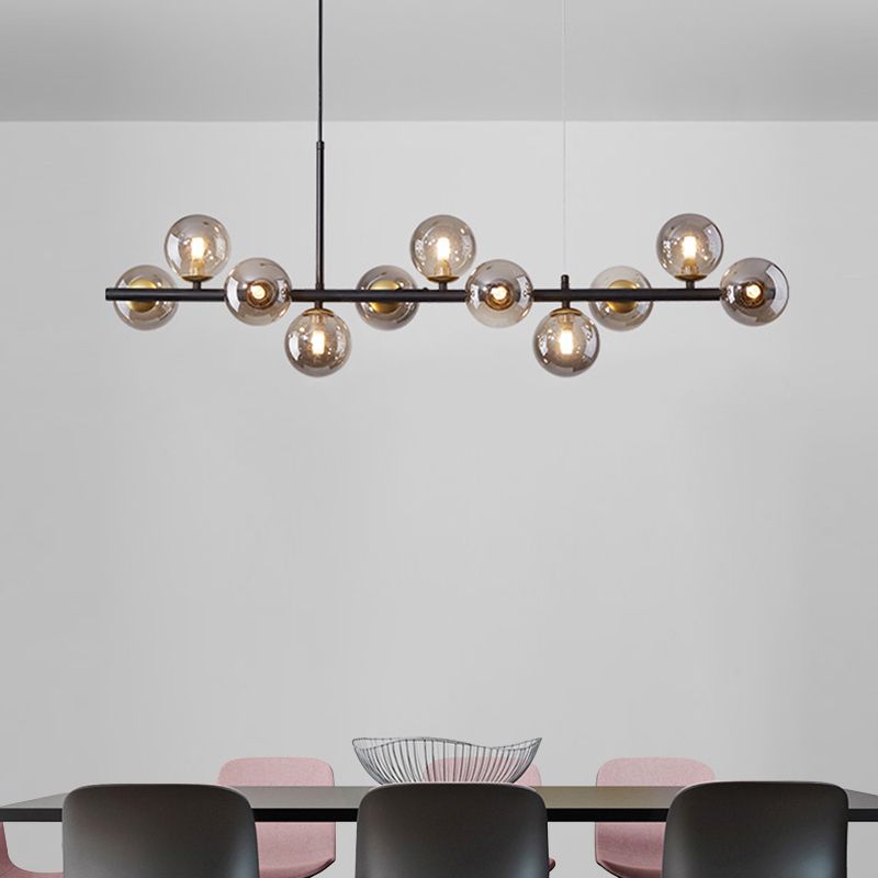 Globe Glass Shaded 11-Light Linear Kitchen Island Light Modern and Contemporary Style Ceiling Light
