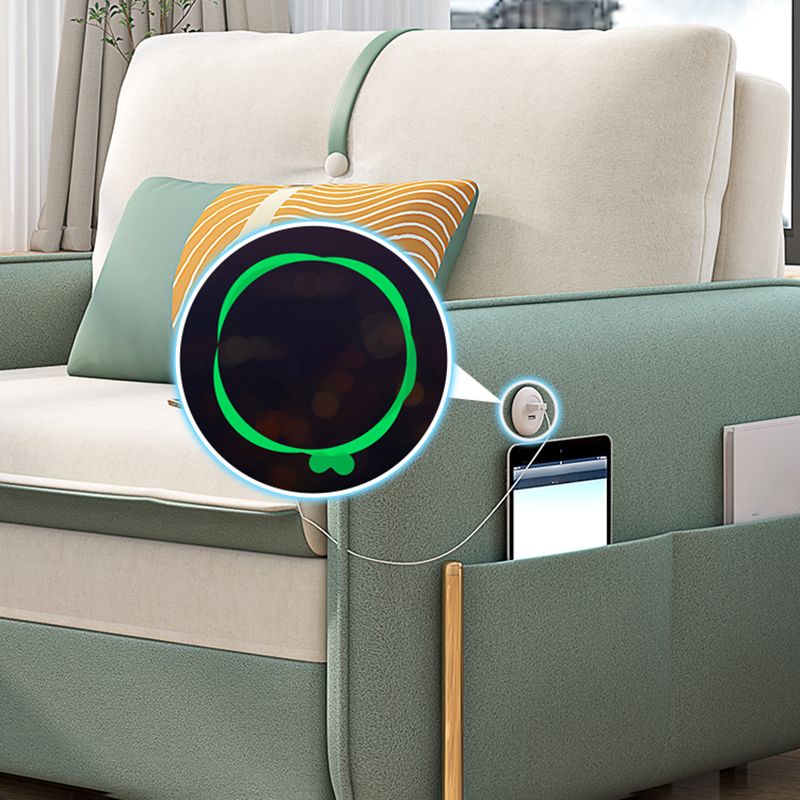 33"H Glam Futon Sofa Bed Futon White Cushion Back Sleeper Sofa with Storage