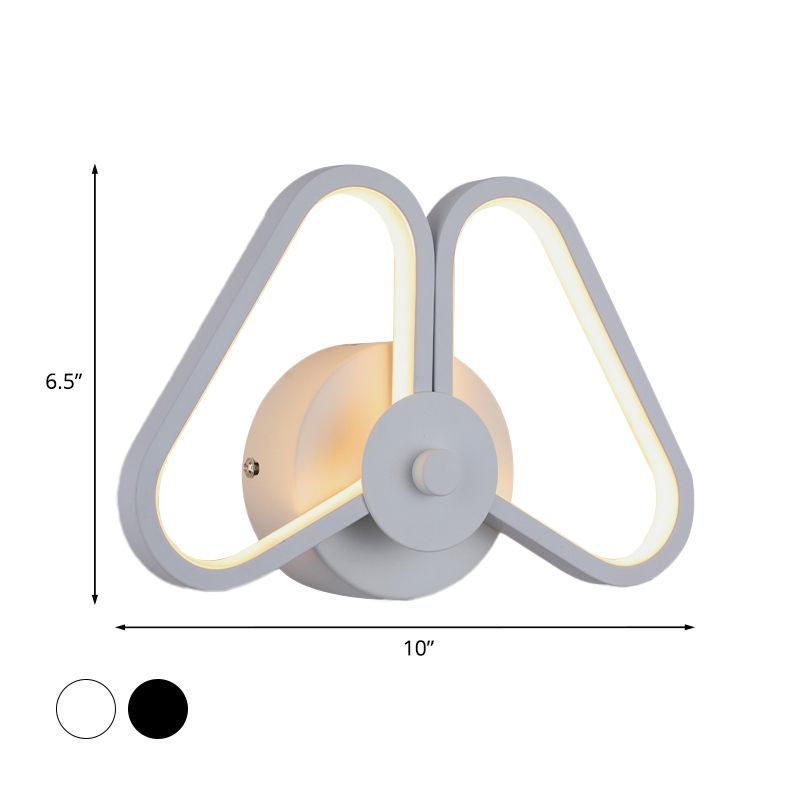 Metal Double Triangles Scone Light Simplicity White/Black LED Wall Lighting Idea in White/Warm Light