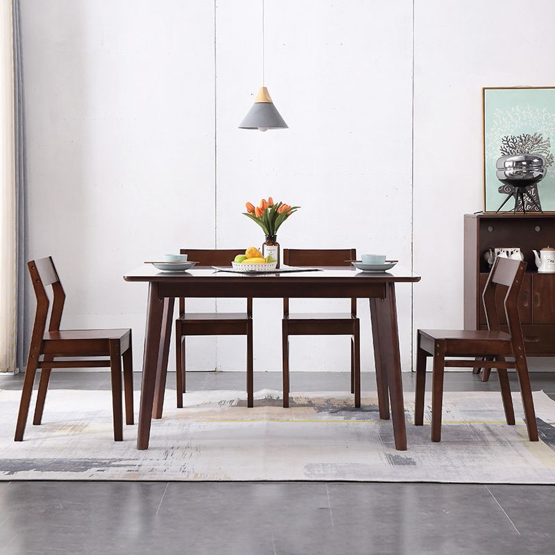 Traditional 1/2/5/6 Pieces Furniture Solid Wood Rectangle Dining Table Set in Brown