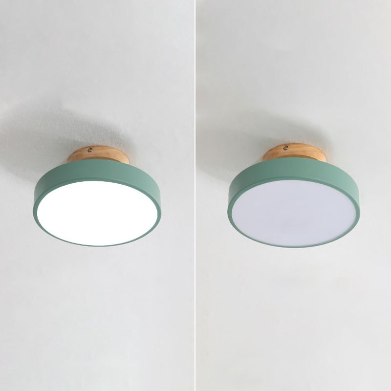 Montaje semi empotrado LED circular de madera en lámpara de techo Macaron acrílica de simplicidad moderna para pasillo
